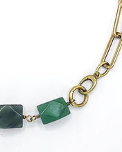 Load image into Gallery viewer, Aventurine Necklace Brass Paper Clip Chain
