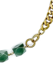 Load image into Gallery viewer, Aventurine Necklace Brass Curb Chain
