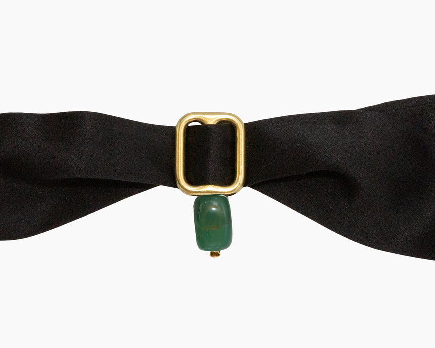 AVENTURINE  + BLACK SILK TIE