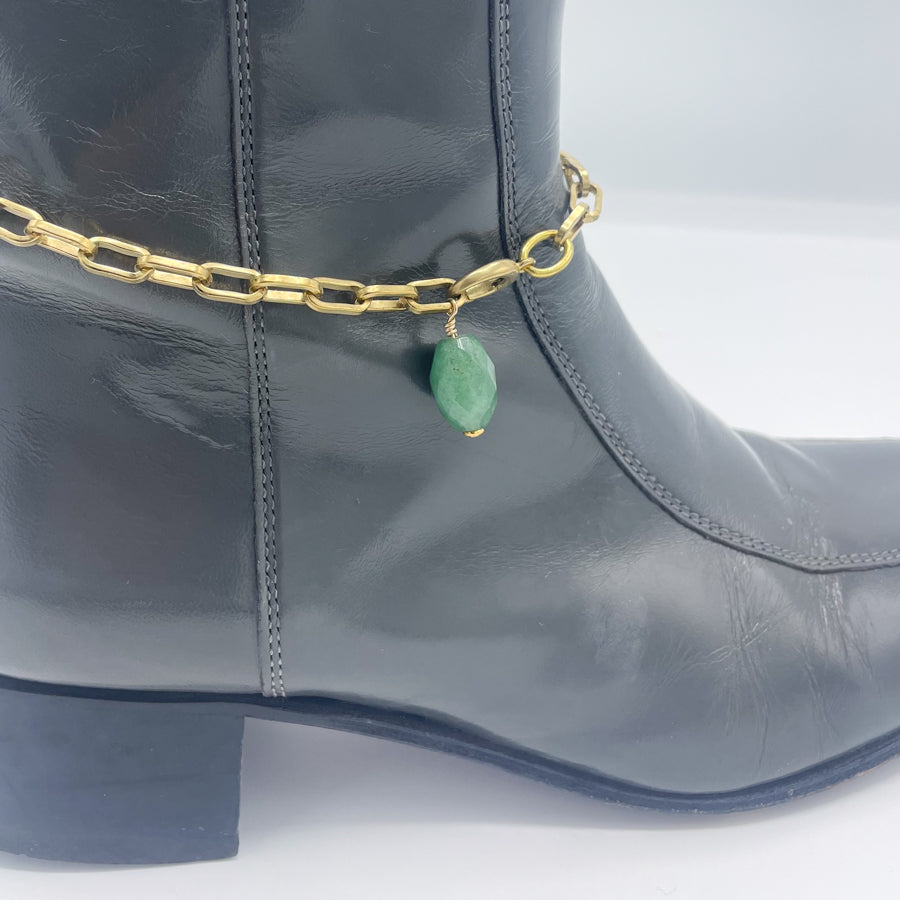 Aventurine BOOT Anklet Brass Chain