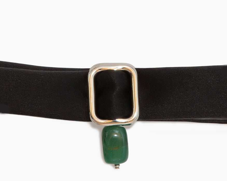 AVENTURINE  + BLACK SILK TIE