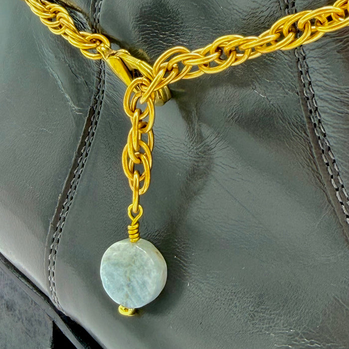 Aquamarine BOOT Anklet Brass Chain