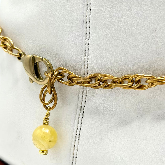 Golden Lepidolite BOOT Anklet Brass Chain