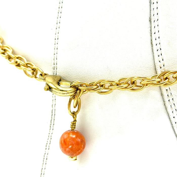 Orange Calcite BOOT Anklet Brass Chain