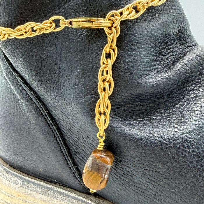 Tiger's Eye BOOT Anklet Brass Chain
