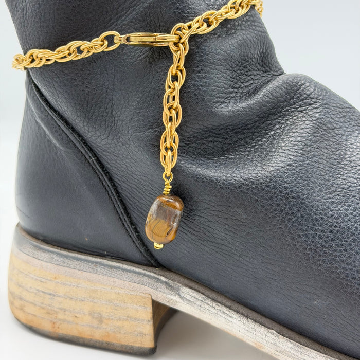 Tiger's Eye BOOT Anklet Brass Chain