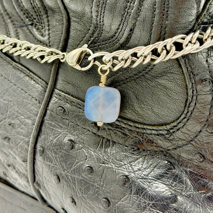 Aquamarine BOOT Anklet Stainless Steel Chain