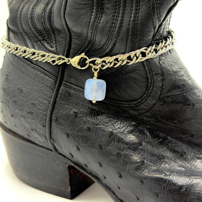 Aquamarine BOOT Anklet Stainless Steel Chain