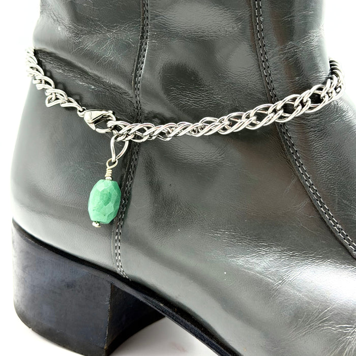 Aventurine BOOT Anklet Stainless Steel Chain