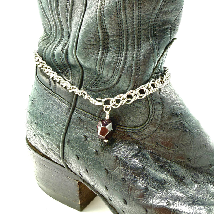 Garnet BOOT Anklet Stainless Steel Chain
