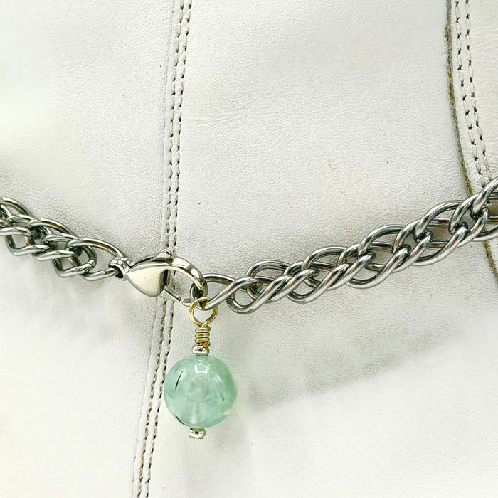 Prehnite BOOT Anklet Stainless Steel Chain