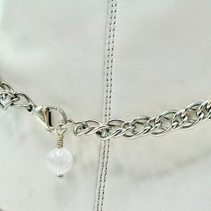Selenite BOOT Anklet Brass Chain