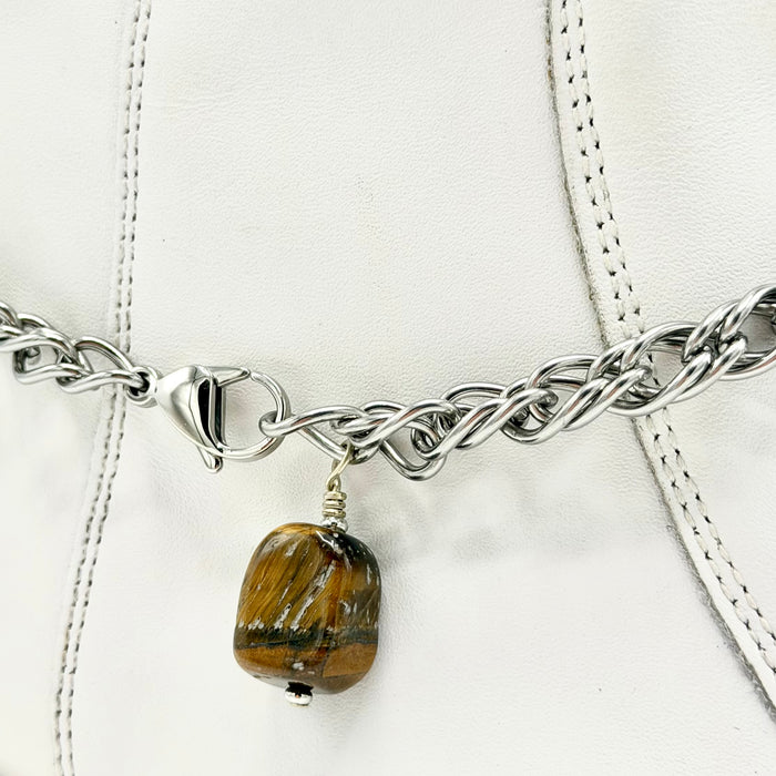 Tiger's Eye BOOT Anklet Stainless Steel Chain