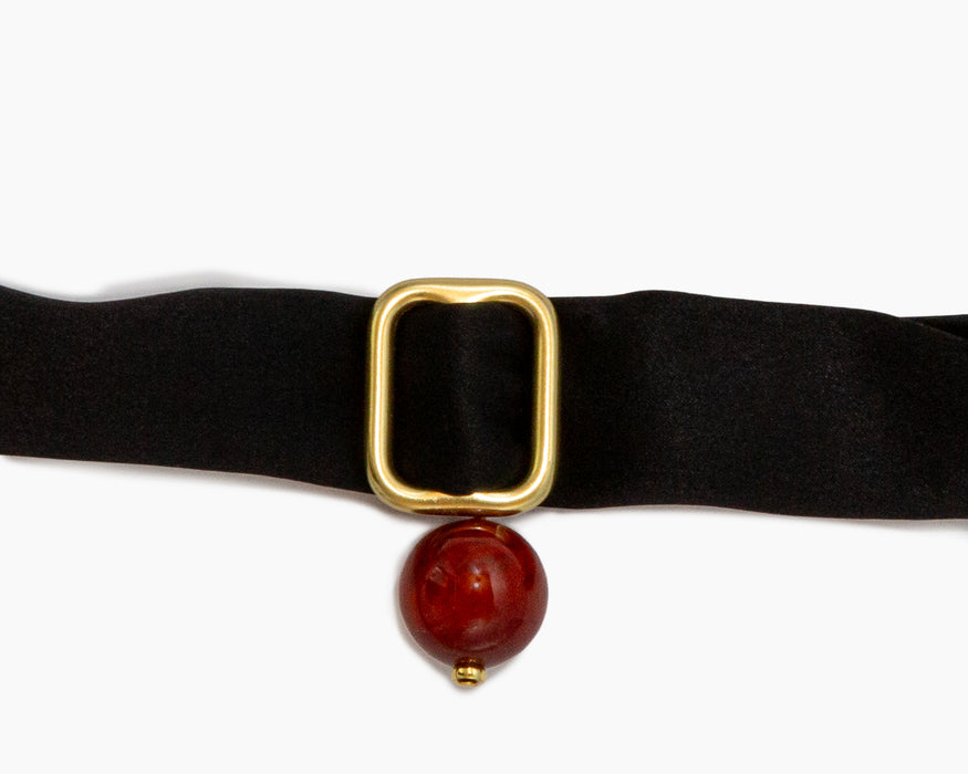 CARNELIAN + BLACK SILK TIE