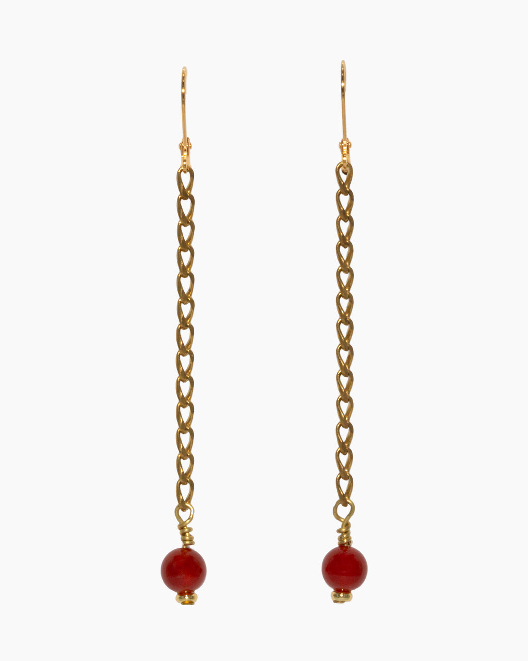 Carnelian Earrings Brass