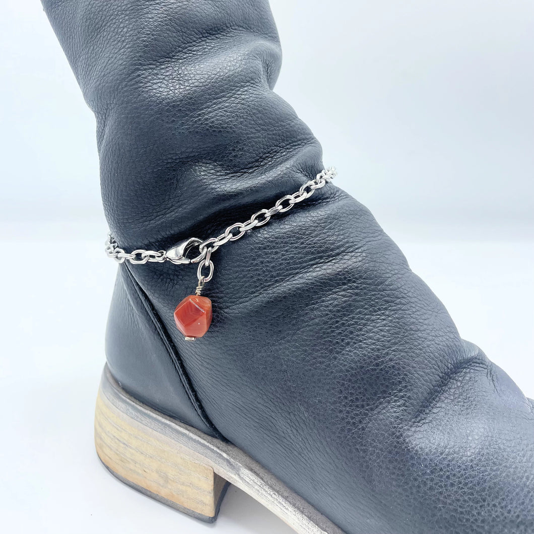 Garnet BOOT Anklet Stainless Steel Chain