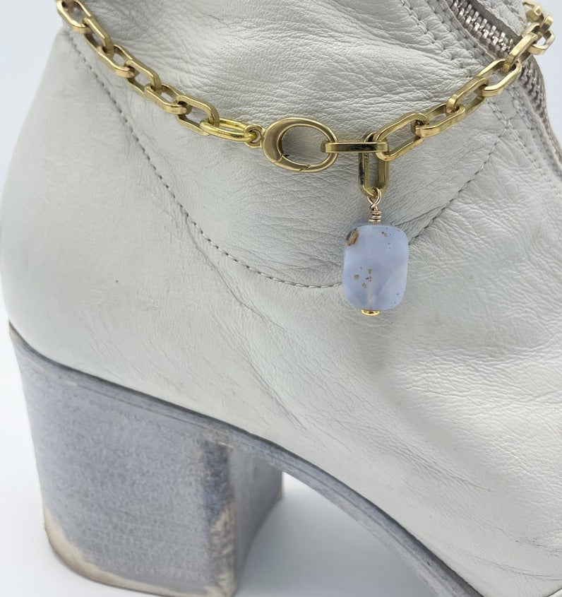 Chalcedony BOOT Anklet Brass Chain