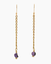 Load image into Gallery viewer, Charoite Earrings Brass
