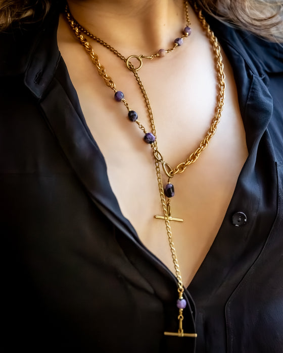CHAROITE TOGGLE BRASS CABLE