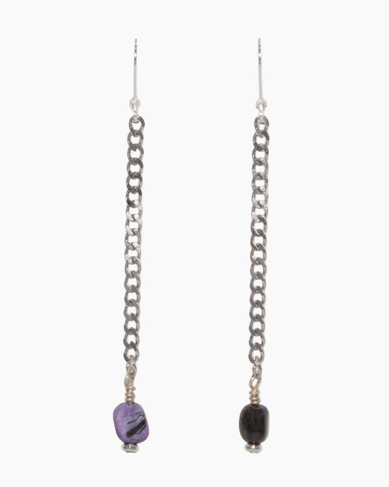 Charoite Earrings Stainless Steel