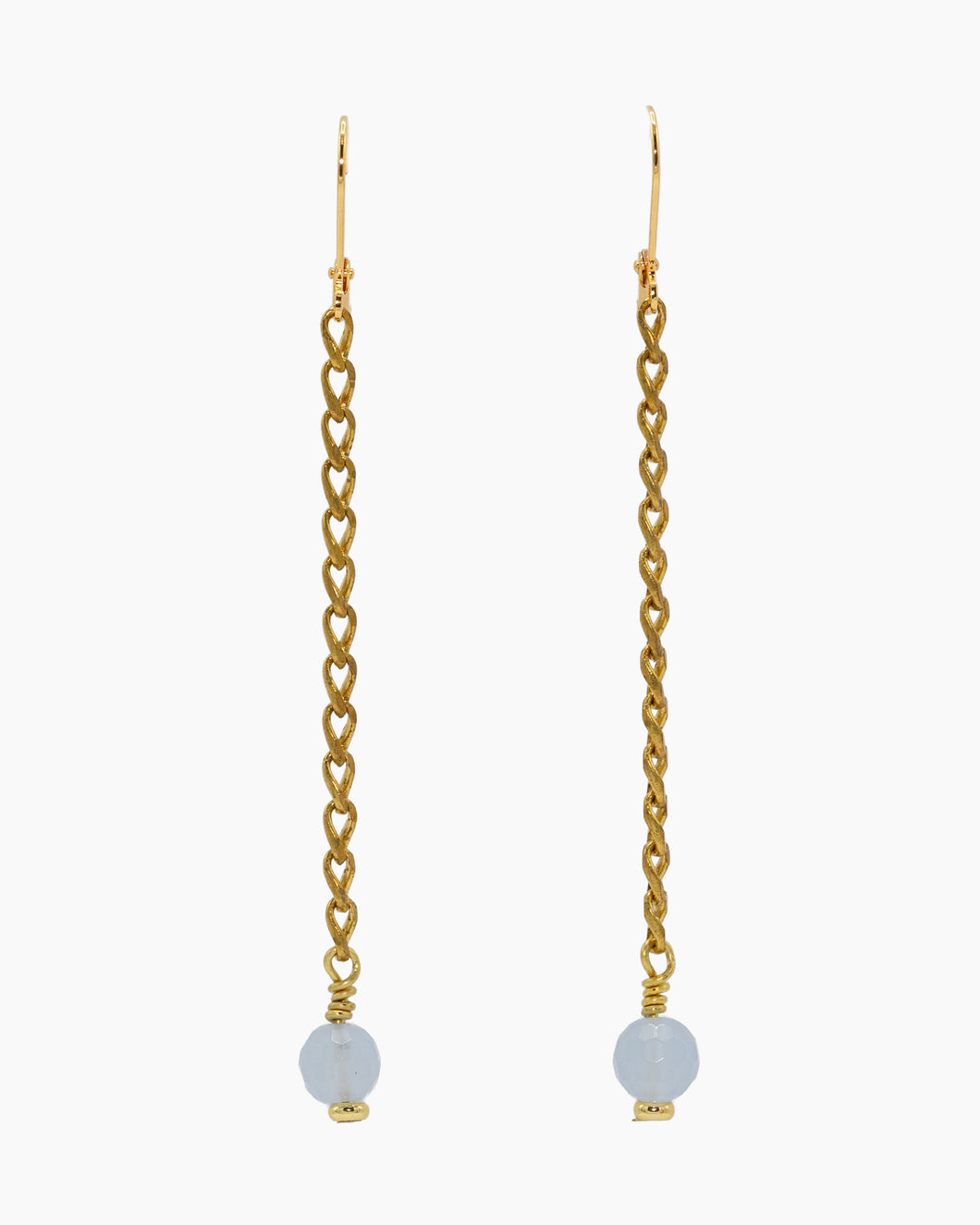 Chalcedony Earrings Brass