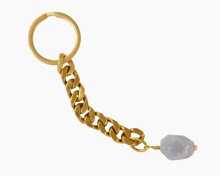 Chalcedony Key Chain Brass