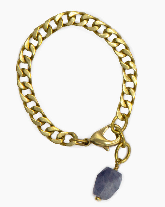 Charoite Bracelet Brass Curb Chain