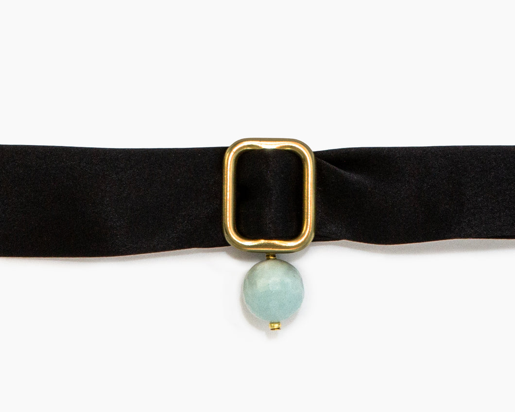 Chalcedony + Black Silk Tie