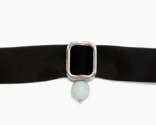 Load image into Gallery viewer, Chalcedony + Black Silk Tie
