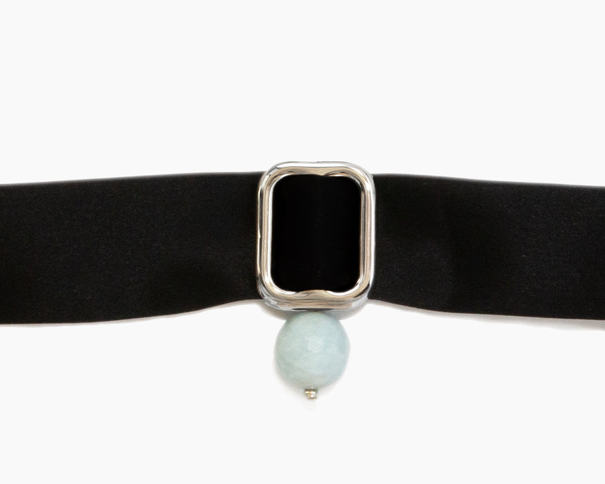 CHALCEDONY + BLACK SILK TIE