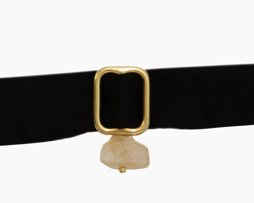 Citrine + Black Silk Tie