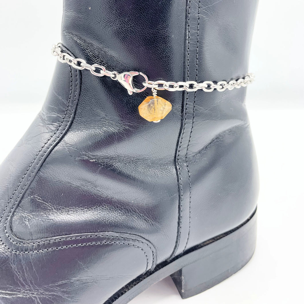 Citrine BOOT Anklet Stainless Steel Chain