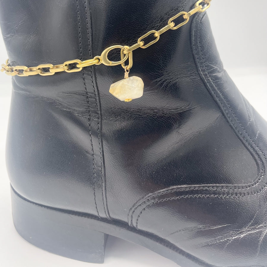 Citrine BOOT Anklet Brass Chain