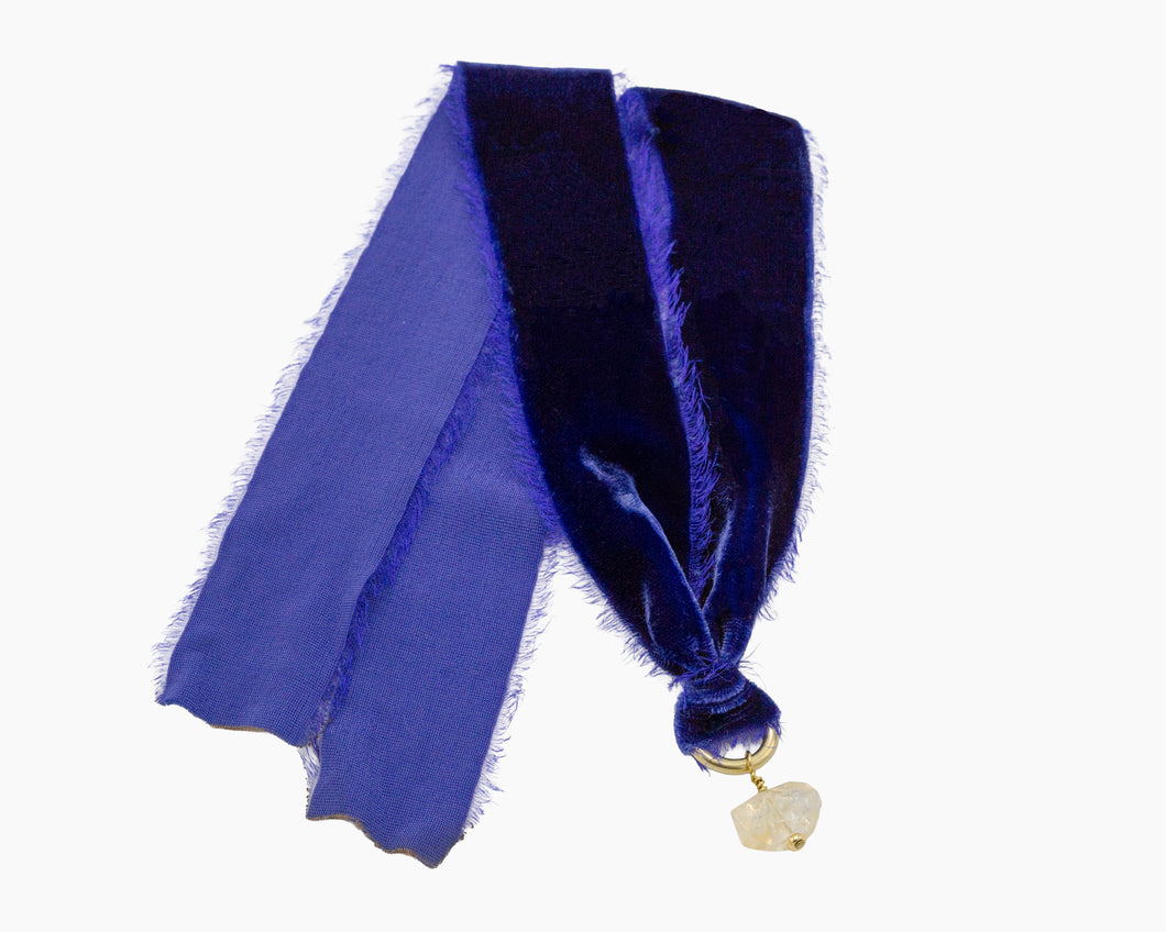 Citrine & Cobalt Blue Velvet Choker