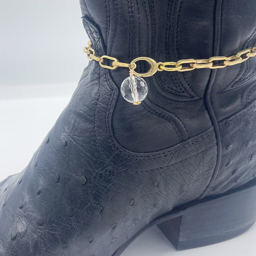 Quartz Crystal BOOT Anklet Brass Chain