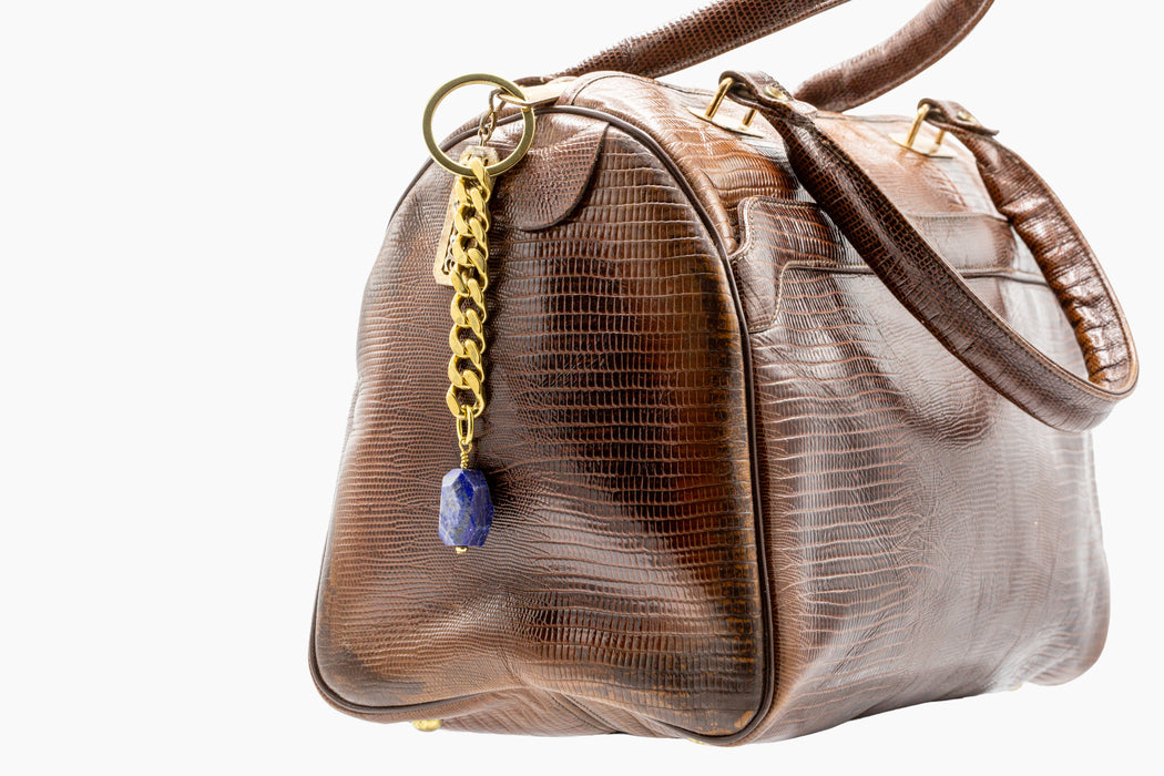 Lapis Lazuli Key Chain Brass