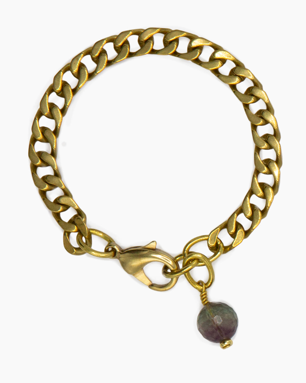 Fluorite Bracelet Brass Curb Chain