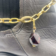 Load image into Gallery viewer, Garnet BOOT Anklet Brass Chain
