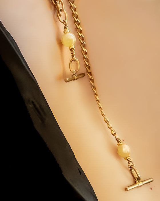 GOLDEN LEPIDOLITE TOGGLE BRASS FINE CURB