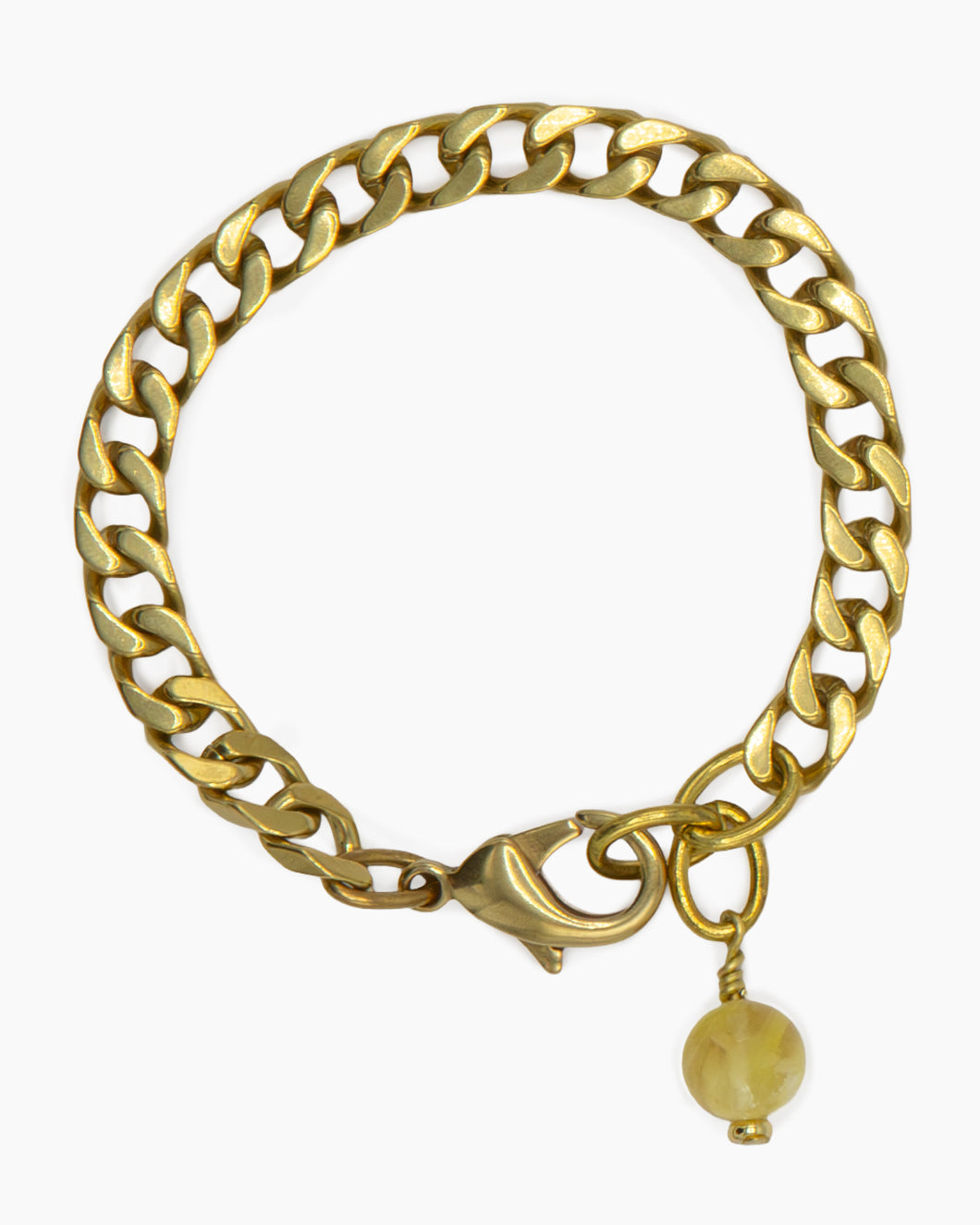 Golden Lepidolite Bracelet Brass Curb Chain