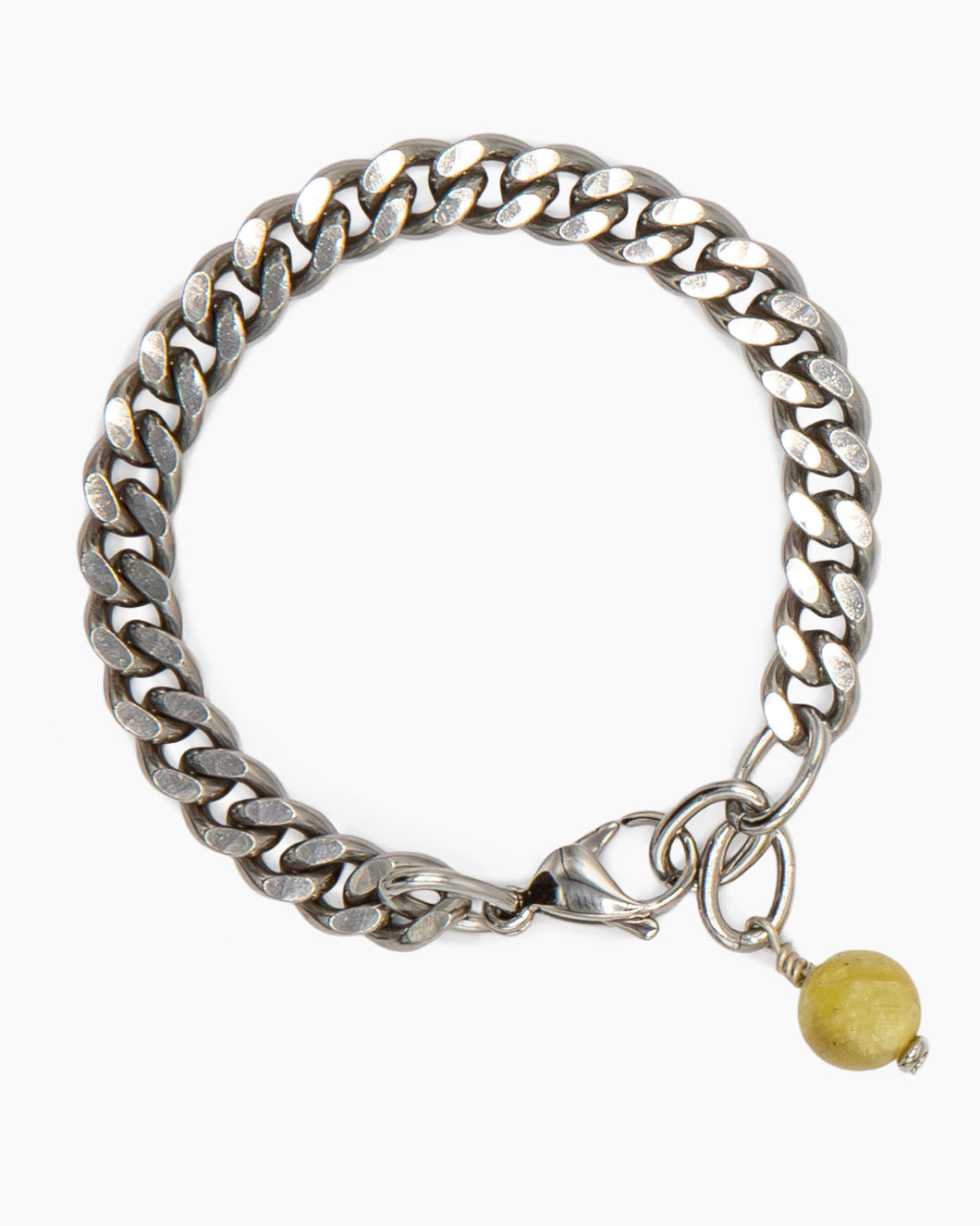 Golden Lepidolite Bracelet Stainless Steel Curb Chain