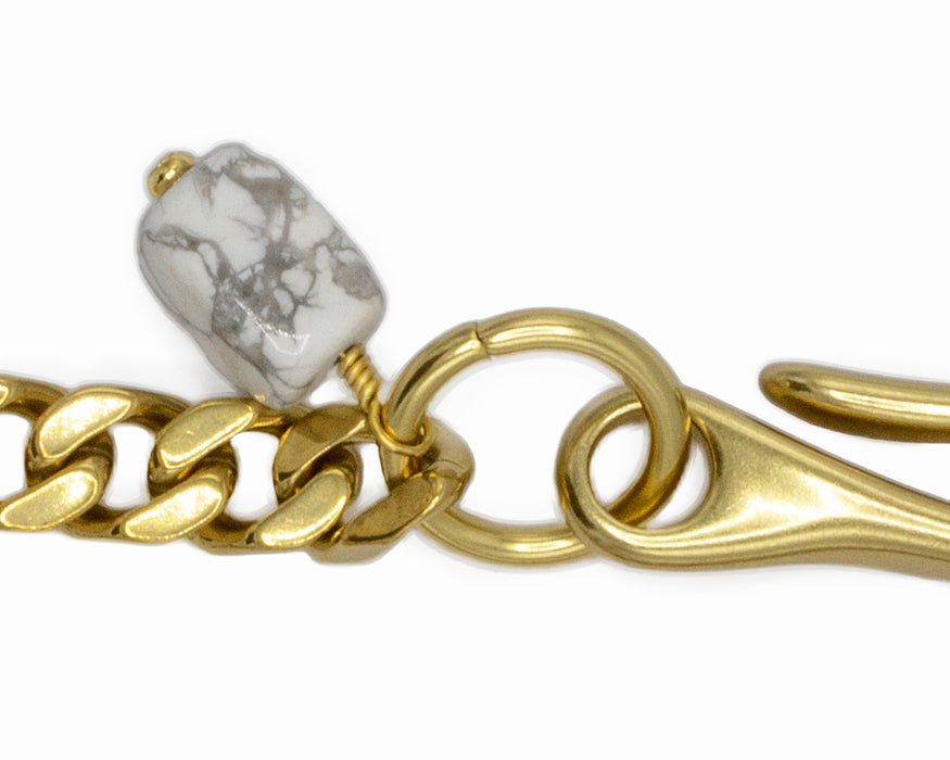Howlite Pocket Chain Brass