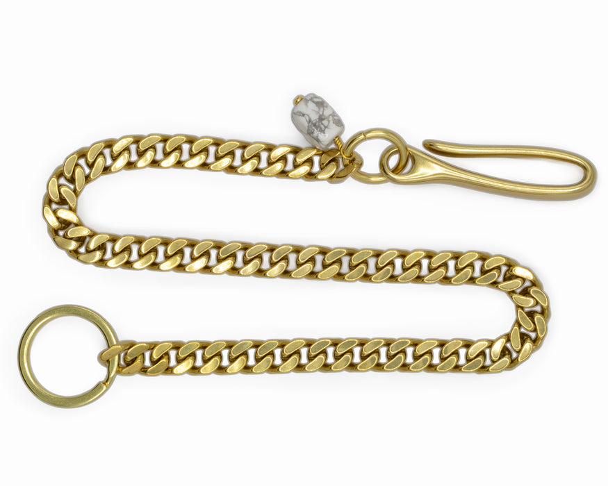 Howlite Pocket Chain Brass