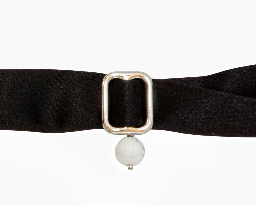 Howlite + Black Silk Tie