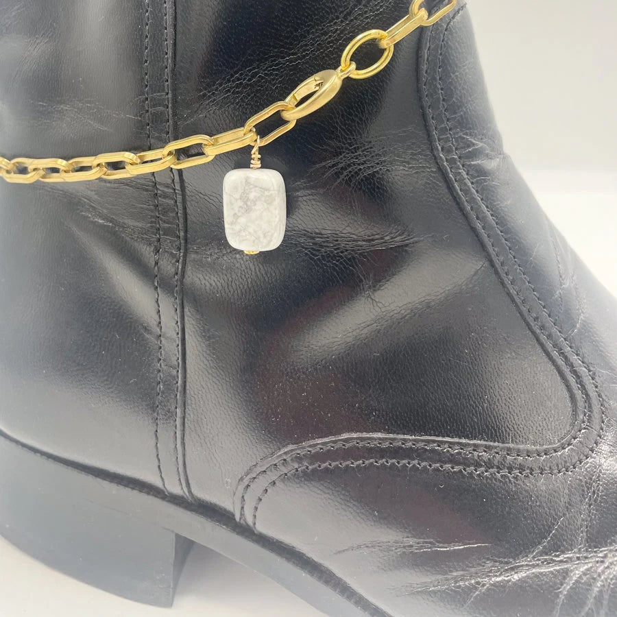 Howlite BOOT Anklet Brass Chain