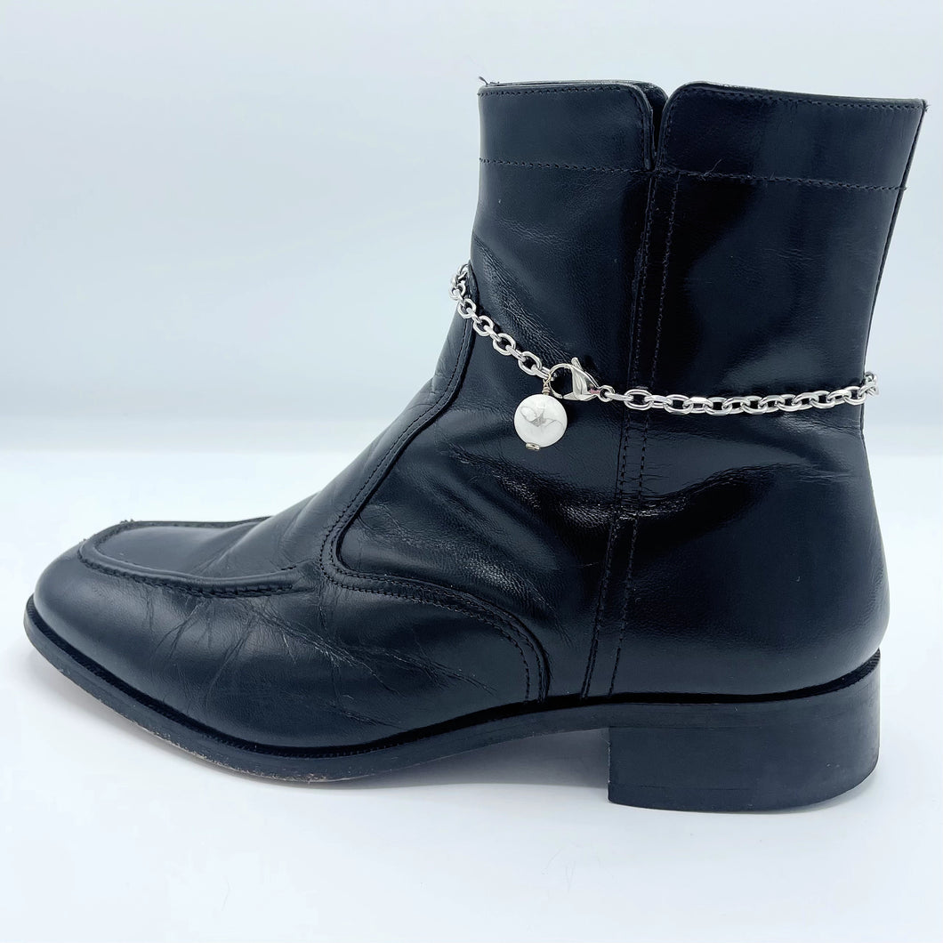 Howlite BOOT Anklet Stainless Steel Chain