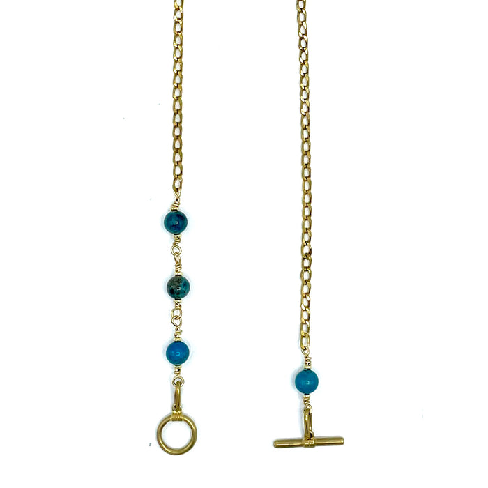 Apatite IGNITE Toggle Necklace ~ Brass FINE CURB Chain