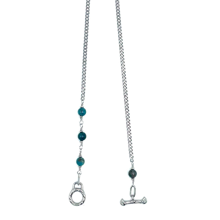 Apatite IGNITE Toggle Necklace ~ Stainless Steel FINE CURB Chain