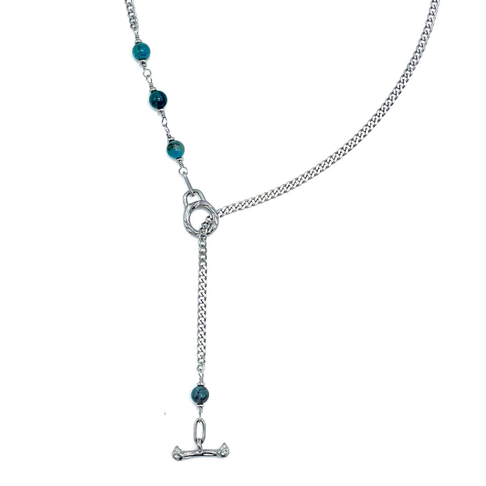 Apatite IGNITE Toggle Necklace ~ Stainless Steel FINE CURB Chain