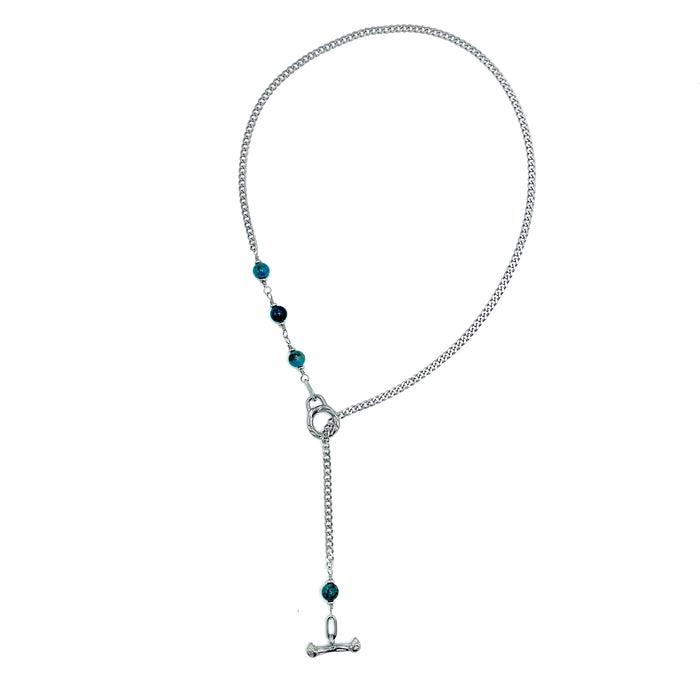 Apatite IGNITE Toggle Necklace ~ Stainless Steel FINE CURB Chain
